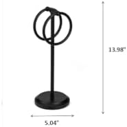 J&V TEXTILES Steel Towel Rack Holder Stand with 2 Hanging Rings for Bathroom Vanity Countertops - Space Saving Hand Towel Holder (Matte Black) - Image 2