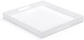 White Acrylic Large Ottoman Tray with Handles 18"x18"x2" Spill Proof Serving Tray Rubber Boot Organizer Tray Decorative for Living Room Bedroom Kitchen Entryway Coffee Table Countertop by ATOZONE
