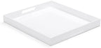 White Acrylic Large Ottoman Tray with Handles 18"x18"x2" Spill Proof Serving Tray Rubber Boot Organizer Tray Decorative for Living Room Bedroom Kitchen Entryway Coffee Table Countertop by ATOZONE