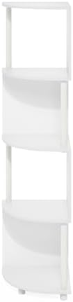 Furinno ECON Corner Shelf, 4-Tier Corner Book Shelf, Zigzag Storage Shelves, Display Rack, Bookshelf, for Organization and Storage, Living Room, Home Office, White - Image 7