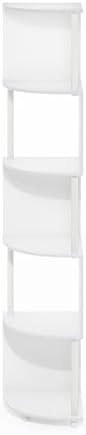 Furinno ECON Corner Shelf, 5-Tier Corner Book Shelf, Zigzag Storage Shelves, Display Rack, Bookshelf, for Organization and Storage, Living Room, Home Office, White - Image 7