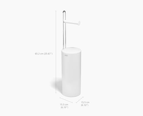 Joseph Joseph EasyStore Toilet Paper Holder Stand, Concealed Storage, Holds 3 Spare Rolls, Gloss White - Image 4