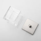 Glass Cotton Jar Holder 2 Pack– Satin Nickel Lid, Elegant Bathroom Storage Canister for Qtips, Cotton Balls, Floss, Makeup Organizer, Vanity & Bathroom Organization - Image 6