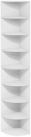 Furinno ECON Corner Shelf, 8-Tier Corner Book Shelf, Storage Shelves, Display Rack, Bookshelf, for Organization and Storage, Living Room, Home Office, White - Image 6