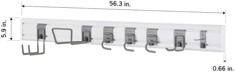 TRINITY 9-Piece Heavy Duty Wall Track Storage System, Wall Mount Utility Rack Organization Kit for Garage, Shed, Pantry, Garden Tools, with 2 PVC 28" Panels & 7 Hooks, Up To 150 Lbs Per Panel, White - Image 5