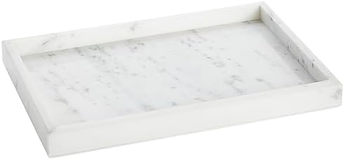 Juvale Large Marble Vanity Tray - Jewelry & Cosmetic Organizer with Drawer Organizer - Bathroom Display with Soap Tray - Home Accent Piece with Marble Decor - 11.7 x 7.7 x 1.1 in White (Pack of 6) by Juvale
