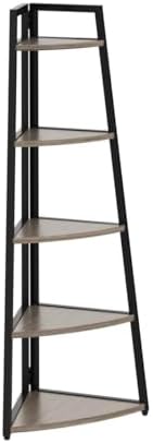 Tribesigns 70 inch Tall Corner Shelf, 5 Tier Industrial Corner Bookshelf Bookcase Industrial Corner Ladder Shelf Plant Stand for Living Room, Kitchen, Home Office (Grey) - Image 5