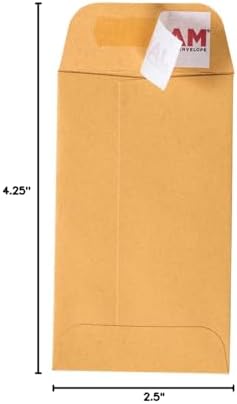 JAM PAPER #3 Coin Business Commercial Envelopes with Peel and Seal Closure - 2 1/2 x 4 1/4 - Brown Kraft Manila - Bulk 250/Box - Image 6