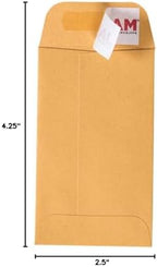 JAM PAPER #3 Coin Business Commercial Envelopes with Peel and Seal Closure - 2 1/2 x 4 1/4 - Brown Kraft Manila - Bulk 250/Box - Image 6
