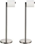 BGL Toilet Paper Holder Brushed Nickel 2 Pack Standing On Floor, Tissue Holder with Reserve Storage Paper Rolls, Free-Standing by BGL