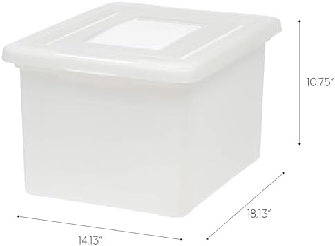 IRIS USA File Box, Plastic File Organizer with Lids for Letter/Legal File, Portable Document Box For Moving, Storage Bin with Durable and Secure Lid, Stackable Nestable BPA-Free, Pearl 35 Qt. 8 Pack - Image 3