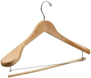 DEILSY™ Natural Suit Hangers for Men with Non-Slip Pants Bar & 360° Swivel Hook - Smooth Finish Wooden Coat Hangers, Heavy Duty Wooden Hanger – Pack of 6 - Image 2
