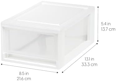 IRIS USA 8-Pack, 6 Qt. Small Stacking Drawer Storage Organizer, White - Image 3