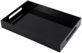 Black Tray 15x10” with Cut Handles - Large Plastic Tray for Ottoman Coffee Table, Kitchen, Office & Serving Guests - Modern Countertop Organizer & Ideal Decorative Tray by Unknown