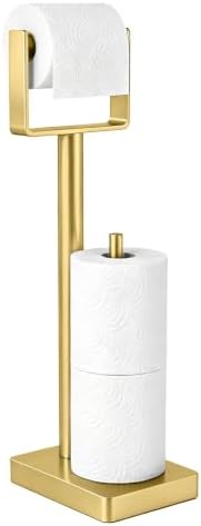 YUMORE Toilet Paper Holder with Storage & Weighted Base, Brushed Gold by YUMORE