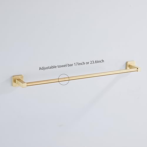 Brusehd Light Gold Bathroom Hardware Set 4 Pieces,Bathroom Accessories Set Stainless Steel Wall Mounted, Hand Towel Bar, Towel Ring, Robe Towel Hooks,Toilet Paper Holder,Towel Bar Set, 23.6 Inch… - Image 6