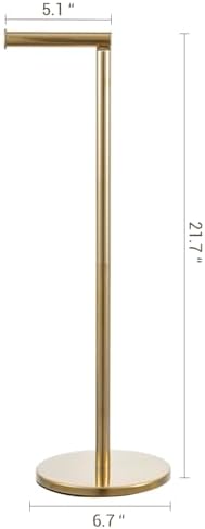 MyGift Modern Brass Tone Metallic Plated Floor Standing Toilet Paper Holder Stand with Roll Reserve Storage Holder, Elegant Freestanding Bathroom Toilet Tissue Dispenser - Image 5
