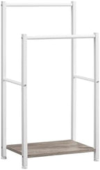 HOOBRO Free Standing Towel Rack for Bathroom, 2 Tier Blanket Rack, 16.5" L x 9.4" W x 31.5" H, Blanket Holder, Drying and Display Rack with Shelf, White and Grey WG02LB01 by HOOBRO