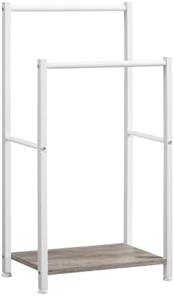 HOOBRO Free Standing Towel Rack for Bathroom, 2 Tier Blanket Rack, 16.5" L x 9.4" W x 31.5" H, Blanket Holder, Drying and Display Rack with Shelf, White and Grey WG02LB01 by HOOBRO