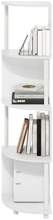 Furinno ECON Corner Shelf, 4-Tier Corner Book Shelf, Zigzag Storage Shelves, Display Rack, Bookshelf, for Organization and Storage, Living Room, Home Office, White - Image 5