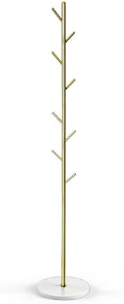 Coat Rack with Real Marble Base, Freestanding Metal Clothing Rack with 8 Hooks, Modern Hall Tree for Entryway, Bedroom & Office, Space Saving Coat Hanger Stand for Small Spaces (Gold) by Unknown