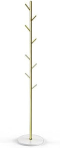 Coat Rack with Real Marble Base, Freestanding Metal Clothing Rack with 8 Hooks, Modern Hall Tree for Entryway, Bedroom & Office, Space Saving Coat Hanger Stand for Small Spaces (Gold) by Unknown