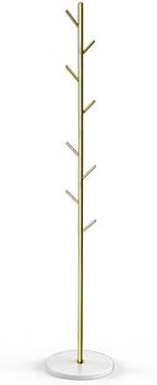 Coat Rack with Real Marble Base, Freestanding Metal Clothing Rack with 8 Hooks, Modern Hall Tree for Entryway, Bedroom & Office, Space Saving Coat Hanger Stand for Small Spaces (Gold) by Unknown