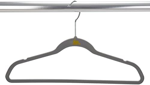 Simplify 100 Pack Kids Velvet Hangers | Slim | Non-Slip Design | Space Saving | Childrens Clothes | Shirts | Pants | Dresses | Baby Nursery | Closet Storage & Organization | Light Grey - Image 5