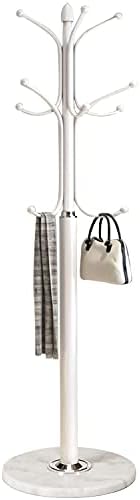 Kertnic Freestanding Coat Rack Stand, Heavy Duty Metal Hall Tree with 12 Hooks, 70 Inch Tall Stable Coat Hanger with 14.6" Natural Marble Base, Entryway Organizer for Coats Bags Hats Purses (White) by Kertnic