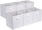 Amazon Basics Collapsible Fabric Storage Bins with Handles, Cube Organizer, 13"x13"x13", White, 6-Pack by AmazonBasics