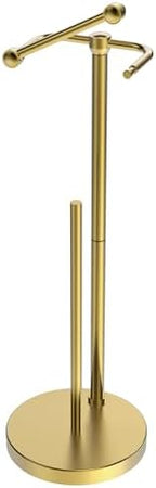 Toilet Paper Holder Stand, Modern Bathroom Free Standing Toilet Paper Holder with Storage for 4 Rolls, Post Pivoting Toilet Paper Stand Stainless Steel Tissue Rack, Heavy Stable Base(Brushed Gold) by ElevateYourSpaceChooseRARXTR
