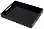 Black Tray 16x12” with Cut Handles - Large Plastic Tray for Ottoman Coffee Table, Kitchen, Office & Serving Guests - Modern Countertop Organizer & Ideal Decorative Tray by Unknown