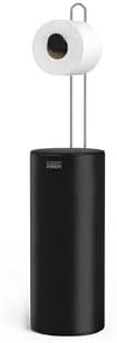 Joseph Joseph EasyStore Toilet Paper Holder Stand, Concealed Storage, Holds 3 Spare Rolls, Matt Black - Image 2