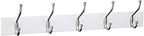 Amazon Basics Rectangular Farmhouse Wall-Mounted Coat Rack for Entryway and Bedroom, Storage Organizer, 5 Hooks, White by AmazonBasics