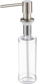 KIBI Kitchen Sink Soap Dispenser | 8.5 oz Countertop Refillable Bottle | Easy Top Refill Pump | Durable Brass Build with Rust-Resistant Finish | Perfect for Kitchen, Bar, Laundry (Brushed Nickel) by KIBI
