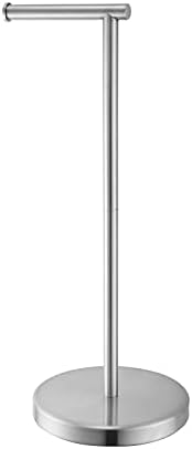 Toilet Paper Holder Stand SUS304 Stainless Steel Freestanding Toilet Wipes Dispenser Modern Bathroom Storage Floor Free Standing Toilet Tissue Roll Holder, Brushed Nickel Finish by RODDEX