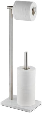 Hoooh Free Standing Toilet Paper Stand with Marble Base, Brushed Nickel by HooohHome