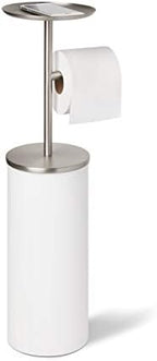 Umbra Portaloo Toilet Paper Stand, Freestanding with Storage, White/Nickel - Image 2