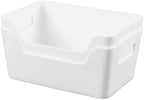 8 Pack Plastic Storage Bins with Handles, 6.5x9.5x4 Inch White Scoop Front by Unknown