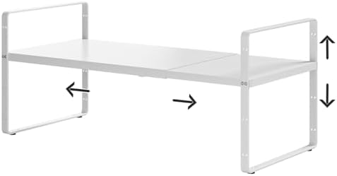 Expandable Cabinet Shelf Organizer, 16.5"~27''L, White by jkxoo