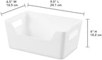 8 Pack Plastic Storage Bins with Handles, 6.5x9.5x4 Inch White Scoop Front - Image 5