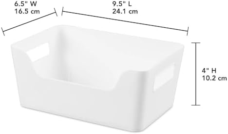 8 Pack Plastic Storage Bins with Handles, 6.5x9.5x4 Inch White Scoop Front - Image 5