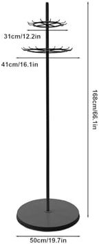 66.1in Belt Display Shelf with 31 Hooks Round Base (Black) - Image 2