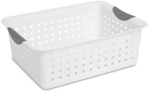 Sterilite Medium Ultra™ Basket, Open Plastic Storage Bin, White, 6 Pack by Sterilite
