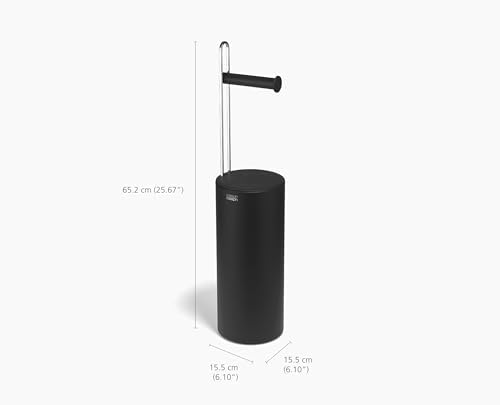 Joseph Joseph EasyStore Toilet Paper Holder Stand, Concealed Storage, Holds 3 Spare Rolls, Matt Black - Image 4