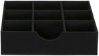 Household Essentials Drawer Organizer Tray with Fabric Cover and 9 Square Compartments, Black, Set of 2 - Image 2