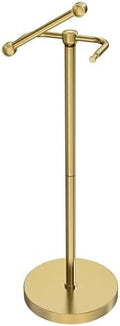 Toilet Paper Holder Stand, Modern Bathroom Free Standing Toilet Paper Roll Holder, Post Pivoting Toilet Paper Stand with Stainless Steel Tissue Rack, Rust-Proof & Heavy Stable Base（Brushed Gold） by ElevateYourSpaceChooseRARXTR