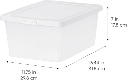 IRIS USA 12-Pack 17 Qt Storage Bins with Lids, Stackable Box, Clear/White - Image 2