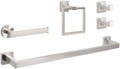 NearMoon 5 Pieces Bathroom Hardware Set 304 Stainless Steel, Square Towel Rack Kit - 24" Towel Rod + Towel Ring + Toilet Paper Holder + 2 Robe Hooks, Wall Mounted Bath Accessories (Brushed Nickel) by NearMoon