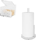 Qtip Holder with Lid Cotton Balls Swab Organizer Acrylic Cotton Square Pads Holder, Paper Towel Holder Countertop Clear Acrylic Paper Towel Dispenser, Premium Arcylic Paper Towel Holder Stand by Dealpoli